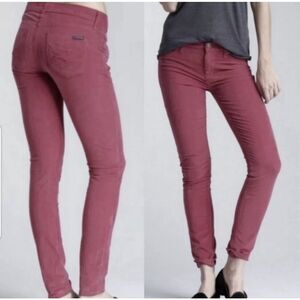 Hudson Nico Ankle Raw Mid Rise Red Jeans 28 Raw Hem Made In‎ USA